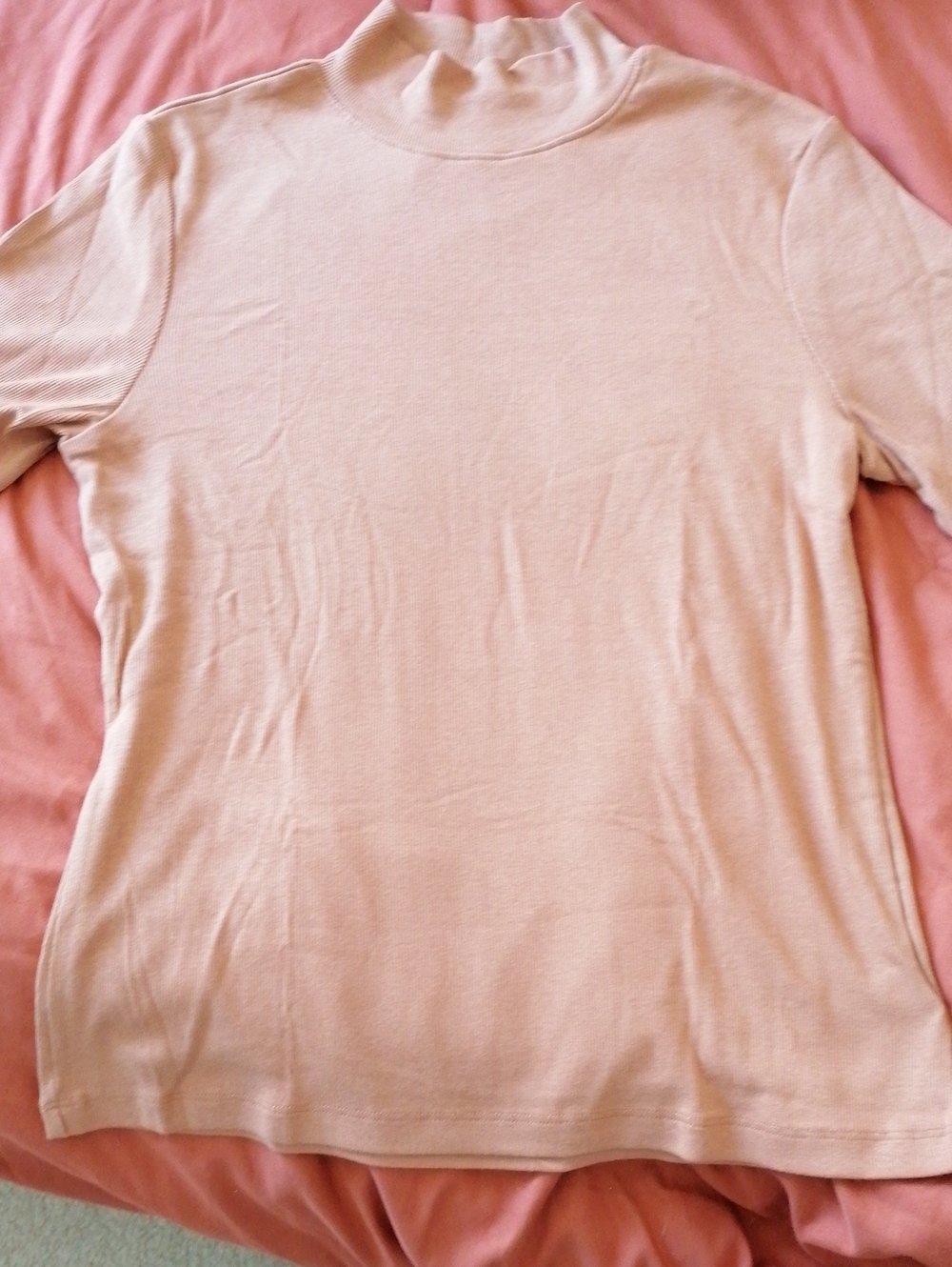 Joie tan ribbed Mock Neck Top. Casual chic and versatile for everyday wear.